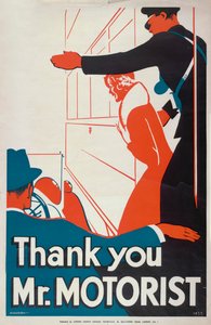 "Thank You Mr Motorist", London County Council LCC Tramways affisch, 1933 av JS Anderson