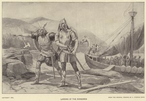 Norrmännens landsättning (litho) av J. (after) Steeple Davis