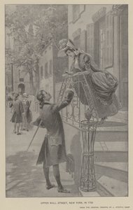Upper Wall Street, New York, 1783 (litho) av J. (after) Steeple Davis