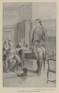 Washington och guvernör Dinwiddie (litho) av J. (after) Steeple Davis