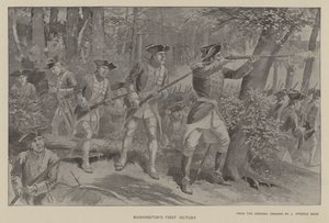 Washingtons första seger (litho) av J. (after) Steeple Davis
