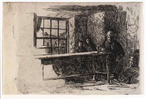 Fiskarstuga--Interiör--Insle of Man av J. Alden Weir