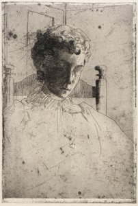 Kvinna som tittar ner av J. Alden Weir