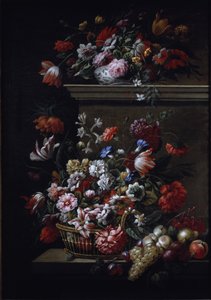 Stilleben av blommor (olja på duk) av J B and Bogdany Jakob Monnoyer