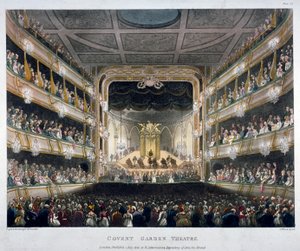 Interiörvy av Covent Garden Theatre, Bow Street, Westminster, London, 1808