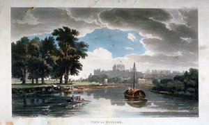 Utsikt över Windsor från Themsen, Berkshire, c1820
