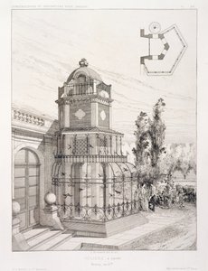 Voljär för sångfåglar, från en mängd mönster av olika arkitekter, pub. Morel & Cie, Paris, ca 1880