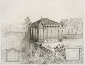 Planer och upphöjning av en trädgårdspaviljong, c.1880