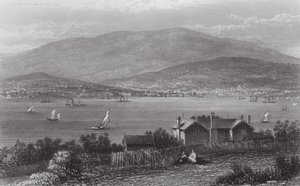 Australien: Hobart Town, Tasmanien (gravyr) av J. C. Armytage