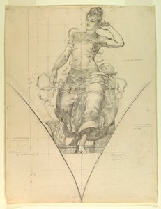 The Telephone and the Ticker, Studie för "Electricity as Applied to Commerce," Manufactures and Liberal Arts Building, World