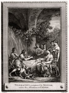 Telemachus tillsammans med mentor berättar om sina äventyr till Calypso, 1774