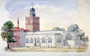 All Hallows-by-the-Tower Church, London, c1840 av J Cooke