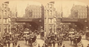 Grupp av 4 stereografvyer av Ludgate Hill, London, England, 1850-1910-talet. av J F Jarvis