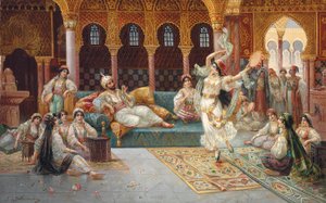En haremsdans (olja på duk nedlagd ombord) av J. G. Delincourt