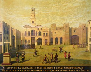 Plaza de San Juan de Dios 1596 (olja på duk) av J. Garcia