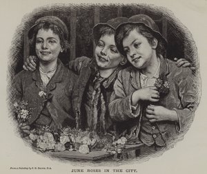 Junirosor i staden (gravyr) av J. Gillis Brown