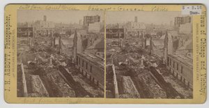 Utsikten österut från tingshuset efter Chicago Fire 1871 av J. H. Abbott