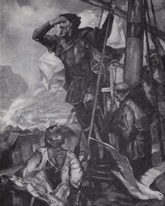 Den portugisiske upptäcktsresanden Vasco da Gama ser Godahoppsudden på sin resa till Indien av J. H. Amschewitz