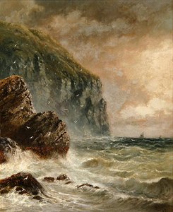 Havslandskap med klippor av J. H. Blunt