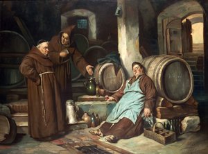 Munkar i en källare, 1873 av J. Haier