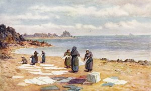 Torkningsdag på La Houle (färg litho)