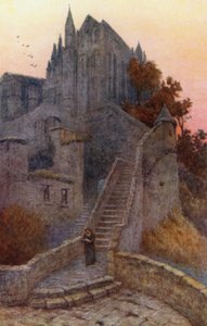 The Wonder, Mont St Michel (färg litho) av J. Hardwicke Lewis