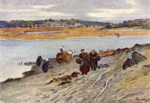 Tång samlas på Rance mynning (färg litho)