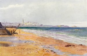 St Malo, Grand och Petit Bey, från Rochebonne (färg litho)
