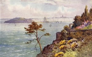 St Servan och Rances embouchure från Vicomte (färg litho)