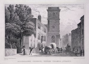 All Hallows the Great, London, c1829 av J Hinchcliff