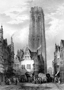 Malines Mechelen-katedralen, Antwerpen, Belgien, 1800-talet.