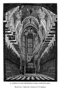 Interiör av Henry VII Chapel, Westminster Abbey, 1843