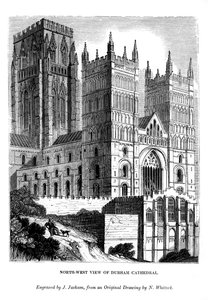 Nordvästlig utsikt över Durham Cathedral, 1843 av J. Jackson