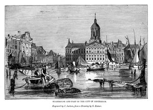 Stadthouse och en del av staden Amsterdam, 1843