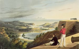 Vy över den engelska hamnen, Antigua från Great George Fort, Monks Hill, graverad av T. Fielding, pub. av T. och G. Underwood, 1827