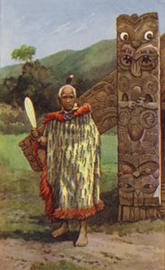 Maorihövding (färg litho)