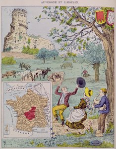Auvergne och Limousin, illustration för Le Tour de France av Marie de Grandmaison, 1893 av J. Maurel