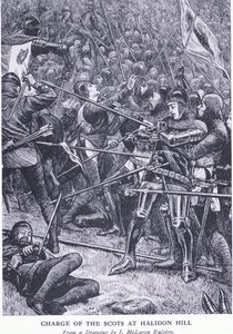 Charge of the Scots at Halidon Hill, från Cassells History of the British People publicerad av Waverley Book Company Limited, ca 1940