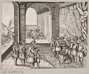 Illustration till Adam Olearius, "Persian Rosenthal av en genial poet Schich Saadi […]", Schleswig 1660