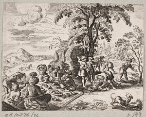 Illustration till Adam Olearius, "Persian Rosenthal av en genial poet Schich Saadi […]", Schleswig 1660