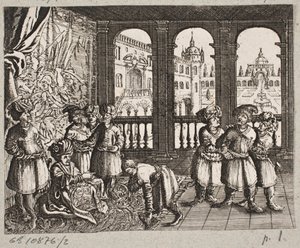 Illustration till Adam Olearius, "Persian Rosenthal av en genial poet Schich Saadi […]", Schleswig 1660