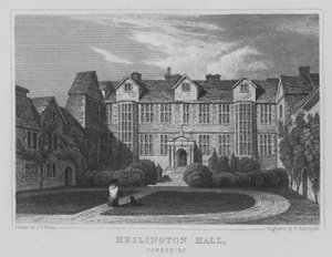 Heslington Hall, Yorkshire (gravyr) av John Preston Neale