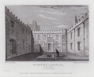 Hornby Castle, Inner Court, Yorkshire (gravyr) av John Preston Neale
