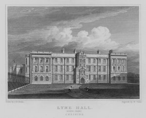 Lyme Hall, North Front, Cheshire (gravyr) av John Preston Neale
