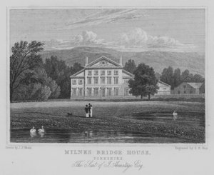 Milnes Bridge House, Yorkshire, The Seat of J Armitage, Esquire (gravyr) av John Preston Neale