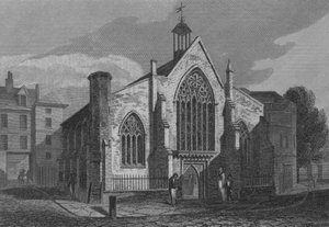 Den holländska kyrkan, Austin Friars, London (gravyr) av John Preston Neale