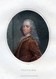 Francois Marie Arouet Voltaire, fransk 1700-talsförfattare och satiriker, 1828.