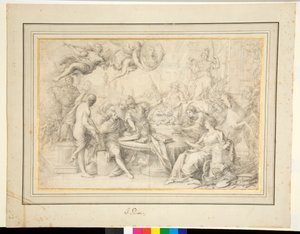 Allegorisk komposition (svart krita) av J. Piciari