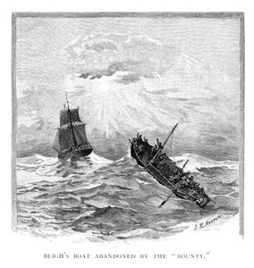 Kapten Blighs båt övergiven av Bounty, 1789 1886.