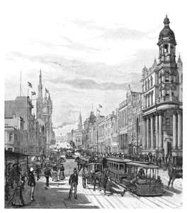 Collins Street österut, Melbourne, Victoria, Australien, 1886.